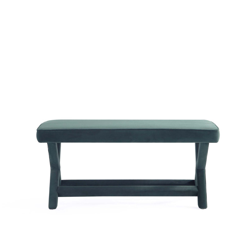 Faulkwoods Velvet Ottoman, Green
