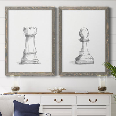 Chess Room Study V - ensemble de 2 reproductions de cadres photo