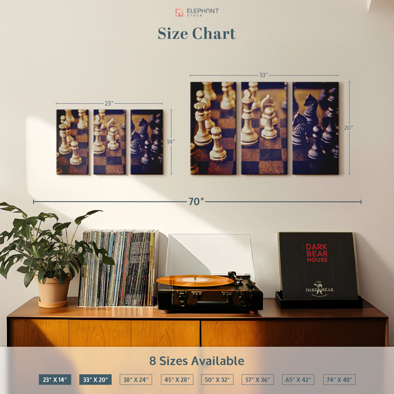 Rustic Brown and Orange 3-Piece Chess Canvas Print