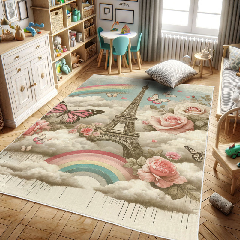 Tapis décoratif à longues fibres en polyester haute densité Ambesonne Paris, Rectangle 4 pi x 5 pi 7 po