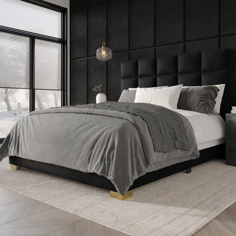Lit tapissier standard Bentall, Noir, Simple