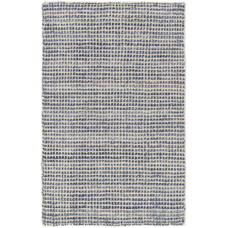 Homer Blue Hand Loom Knotted Wool/Viscose Rug, Rectangle 7'6" x 9'6"