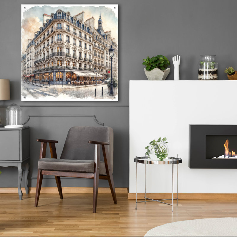 «Hotel In Paris» par Rey Klimt, art mural acrylique, H 36 po x l 36 po