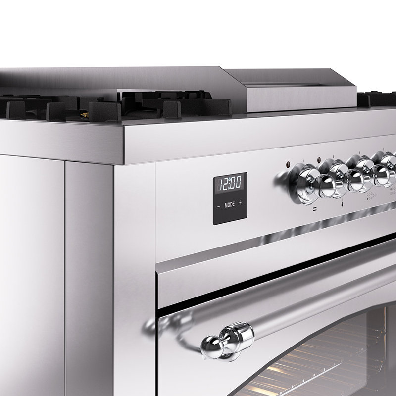 ILVE Nostalgie II 60 Dual Fuel Range, 5 Burners, Griddle, Frenchtop , Stainless Steel/Chrome, Liquid Propane