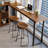 2-Person Nut-brown+Black Rectangular Solid Wood+Iron Bar Table Sets