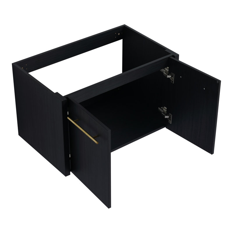 Meuble-lavabo mural de 30 pouces - châtaignier noir, design élégant avec porte à fermeture en douceur et grand meuble de rangement contemporain
