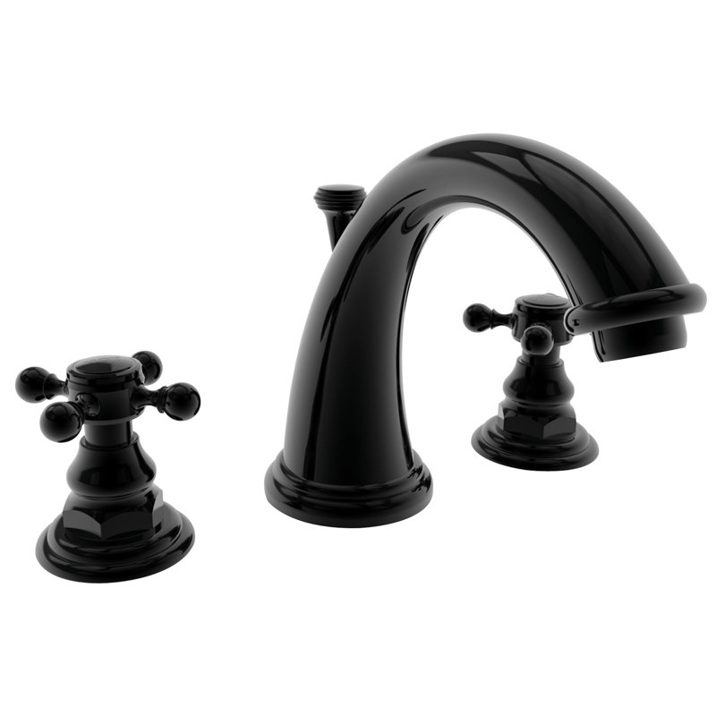 Alveston Widespread Bathroom Faucet with Drain Assembly, Gloss Black