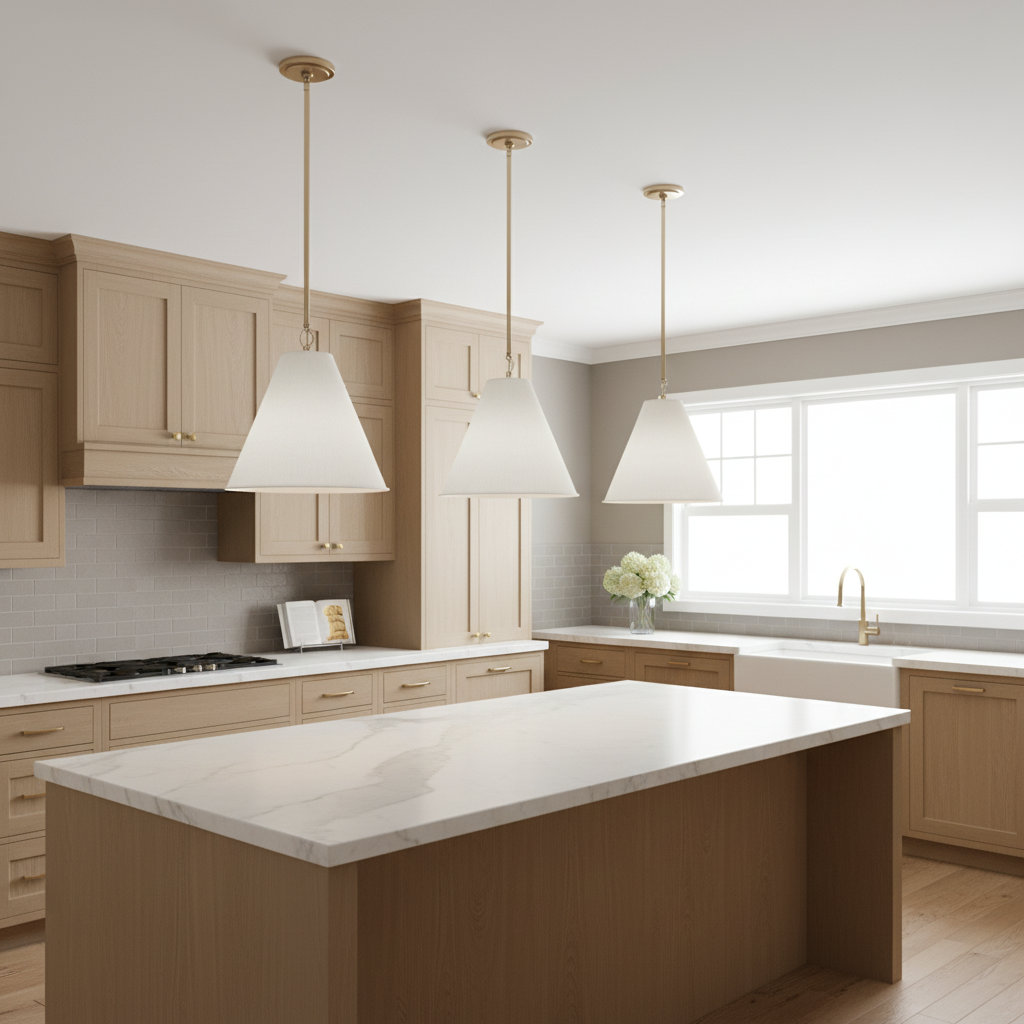 Camariae Dimmable Single Light Pendant, Satin Brass, Antique White