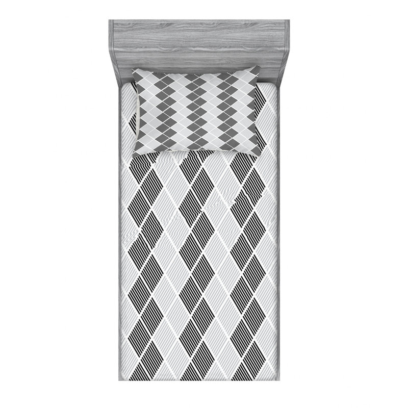 Microfiber Geometric Sheet Set, Twin XL Sheet Set + Fitted Sheet + 1 Pillowcase