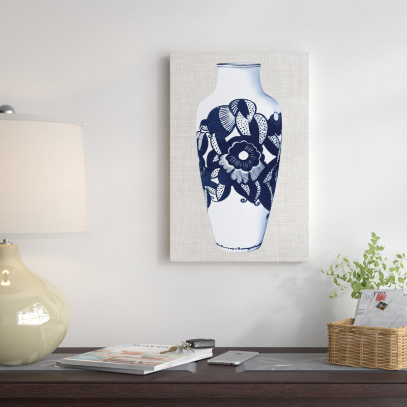 « blue & white vases iii » par world art group portfolio, impression sur toile, H 40 po x l 26 po x P 1,5 po, Toile tendue