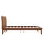 Lit plateforme King style Mid-Century Modern, cadre en bois bas avec tête de lit inclinée, lattes robustes, sans sommier, noyer-724887970