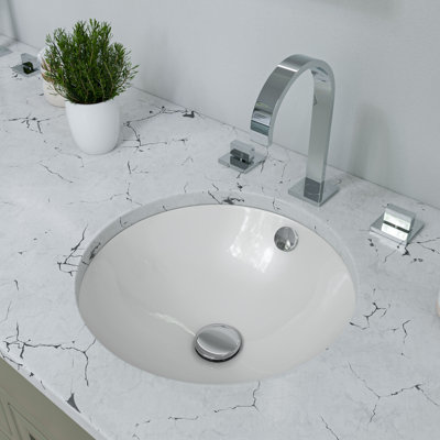 Lavabo de salle de bain circulaire encastré blanc avec trop-plein