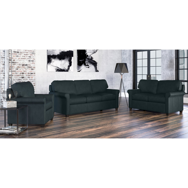 Ensemble de salon en cuir 3 pièces Fard, Cuir véritable brun clair