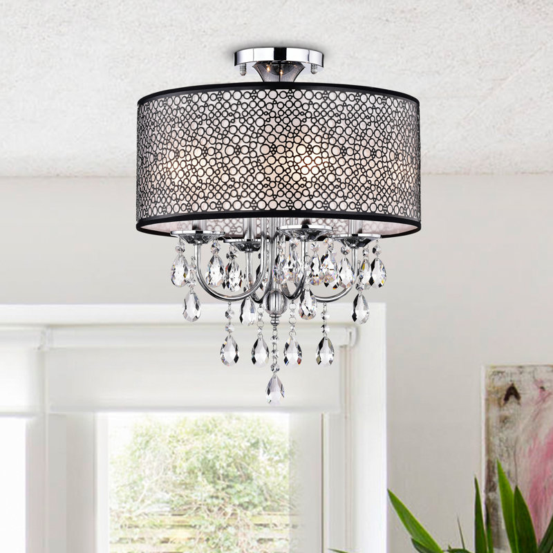 Plafonnier semi-encastré tambour 4 lumières 16,9 po lustre Albright
