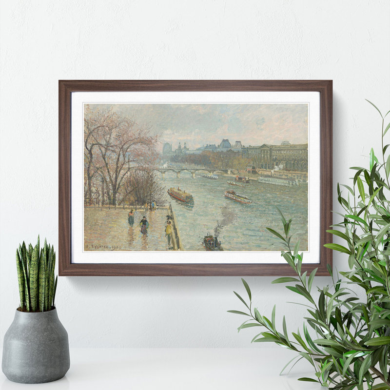 Afternoon Rainy Weather by Camille Pissarro - Picture Frame Painting, 48cm H x 65cm W x 2cm D, Walnut Framed