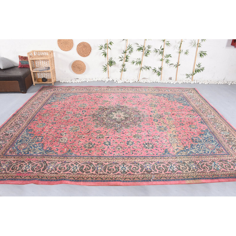 Tapis surdimensionnés 9,5 x 12,5 pi, tapis turc, tapis roses, tapis rétro, tapis Boho, tapis Oushak