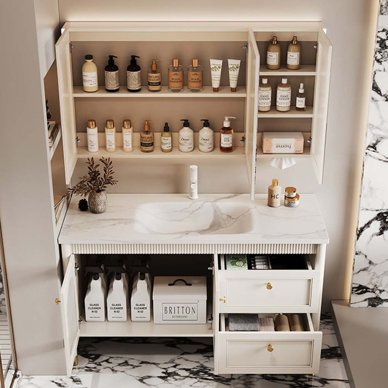 Meuble-lavabo crème de style français