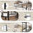 Twin Over Twin Metal Bunk Bed with Stairs, Heavy Duty Frame & Guardrails, Space Saving, Black-1644159054