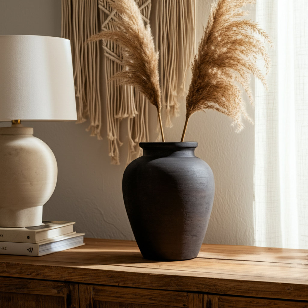 Andrelisa Ceramic Table Vase, Black