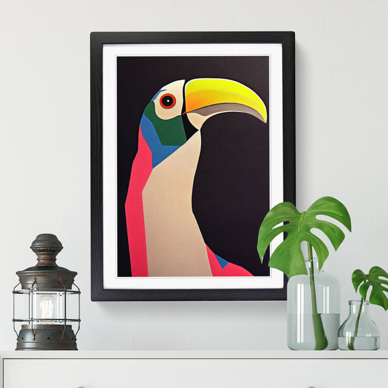FRM-V0523-2531X Toucan Abstract Vol.9 - Single Picture Frame Print, Oak, 64cm H x 46cm W x 2cm D