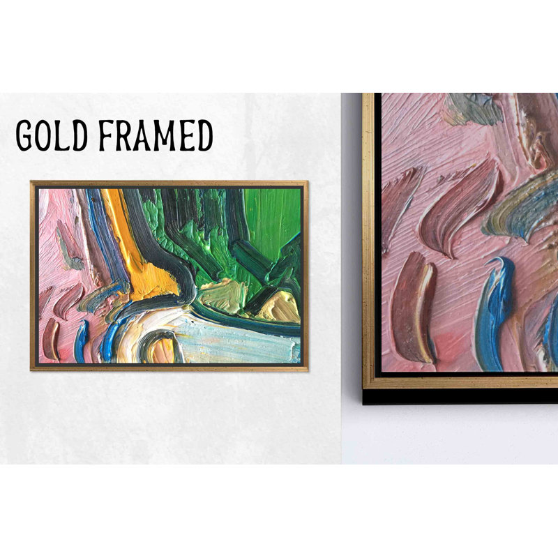 Impression sur toile vibrante et abstraite: décoration murale moderne artistique, 1P or encadré, 39,4 po H x 63,1 po l