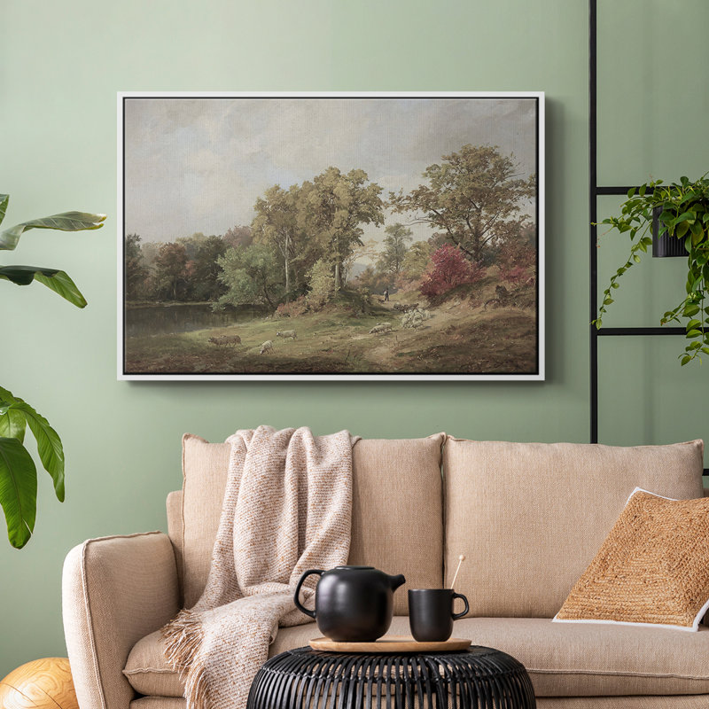 Paysage rétro - Cccxxii, H 17 po x l 25 po x P 2 po, Toile encadrée flottée blanche