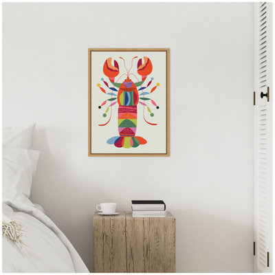 MCM Lobster Coastal by Rachel Lee 3 Birdies Studio Framed Canvas Wall Art Print