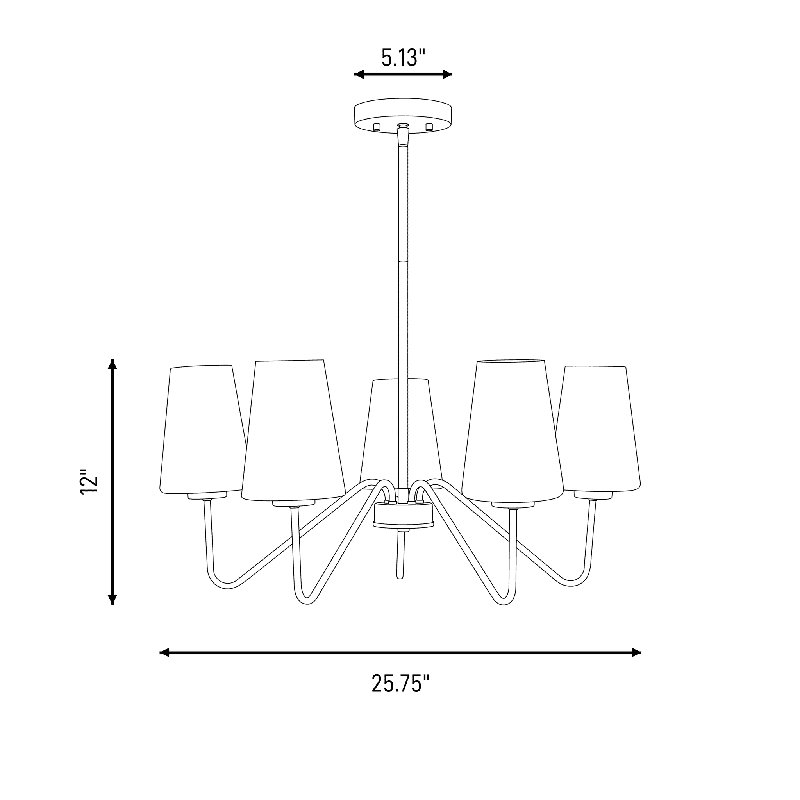 Higginson 5 - Light Chandelier in Black, Black