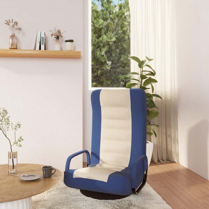Floor Chair - Blue And Cream Comfortable Gaming Chair With Adjustable Design, 360-Degree Rotation, Easy Storage & Assembly