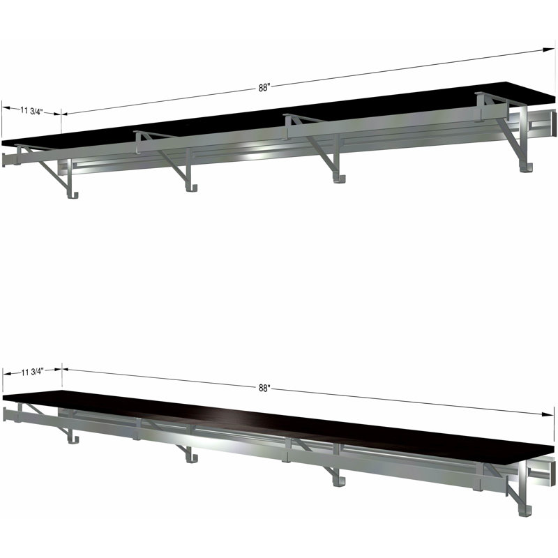 Système d'organisation avec barres à vêtements et deux tablettes, Espresso, H 8,5 po x l 88 po x P 11,75 po