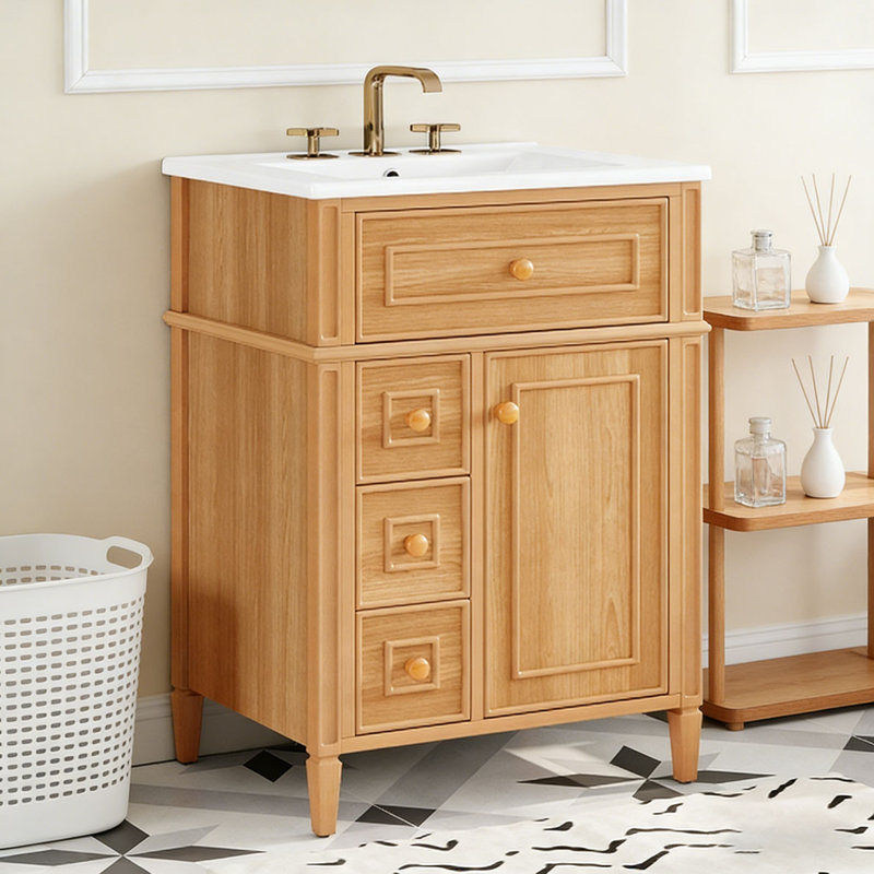 Meuble-lavabo de salle de bain avec lavabo, Bois de 24 pi