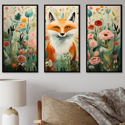 Art mural orange et rose renard dans le style Mattie IV - Renard