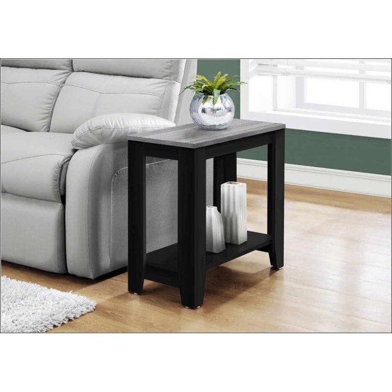 Élégante table d'appoint à 2 niveaux avec plateau rectangulaire épais et tablette fixe, pour les espaces de vie modernes.