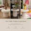 Table de bout ronde 23,82 po en fibre de verre beige, table d'appoint moderne texturée d'inspiration Mars