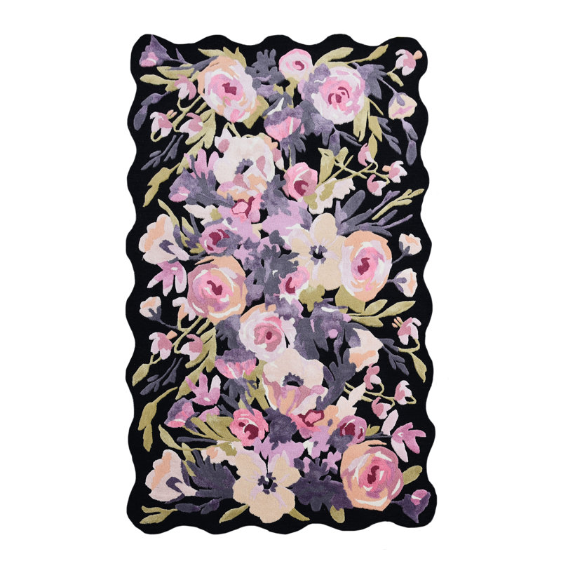 Violet Roses Rug, Rectangle 5' x 8'