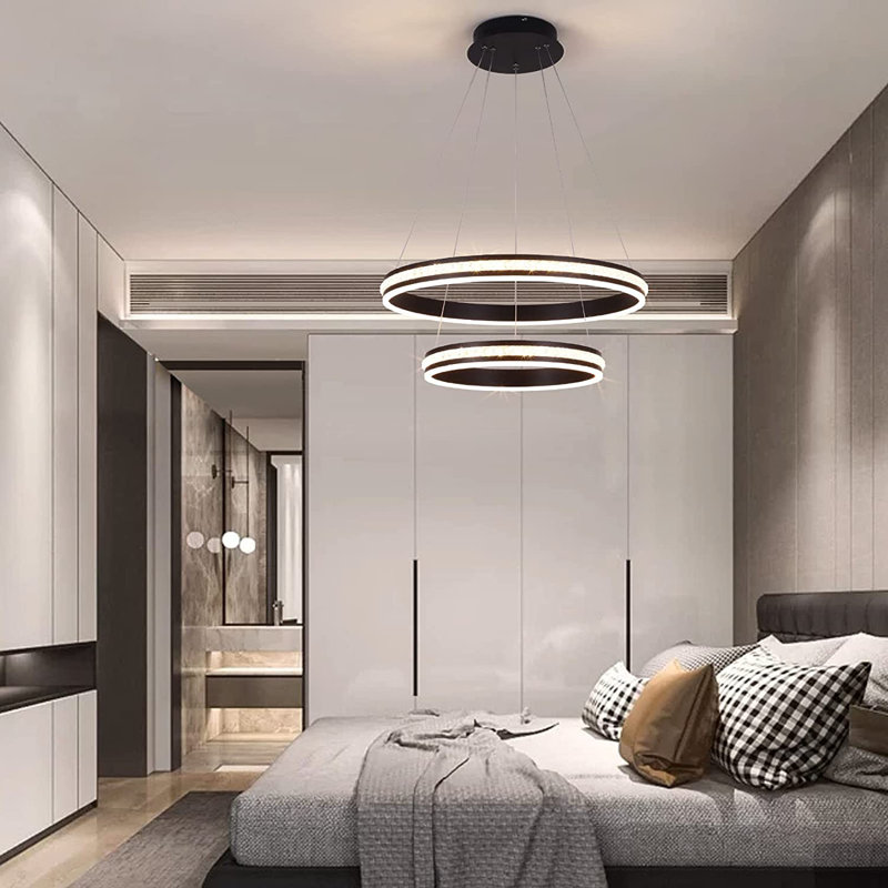Cyma 2 - Light Acrylic and Aluminium Dimmable LED Tiered Chandelier