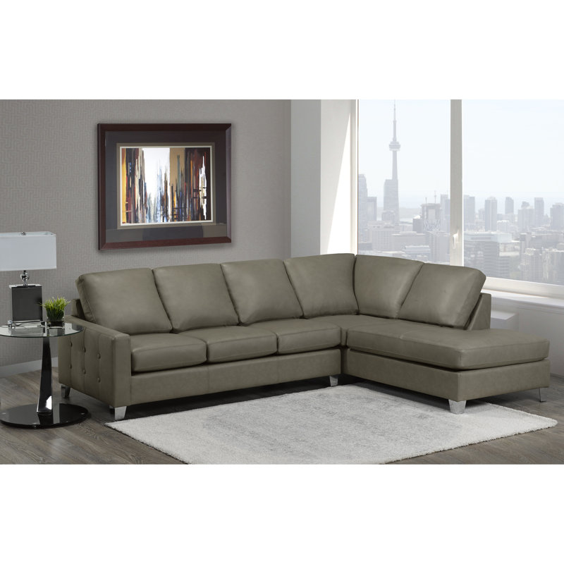 Prescot Upholstered L-Shaped Sectional Right Hand Facing, Light Gray 