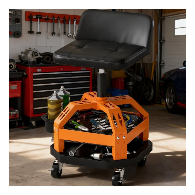 Rolling Mechanic Stool with Adjustable Height and Tool Tray