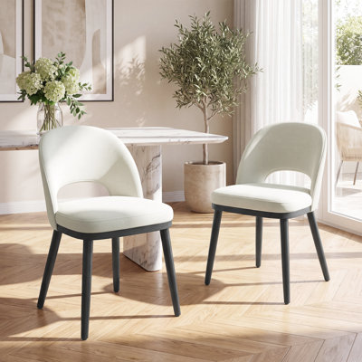 18.5"H Modern Upholstered Dining Chairs with Wooden Legs