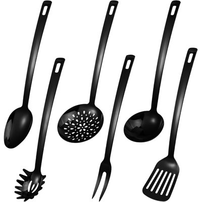 6-Piece Stainless Steel Cooking Utensil Set - Heat Resistant Kitchen Tools With Colander, BBQ Fork, Pasta Scoop, Soup Spoon, And Pointed Spoon For Versatile Cooking