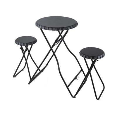 57.5X23.6X39.8" Stowable Side Table And Two Seats