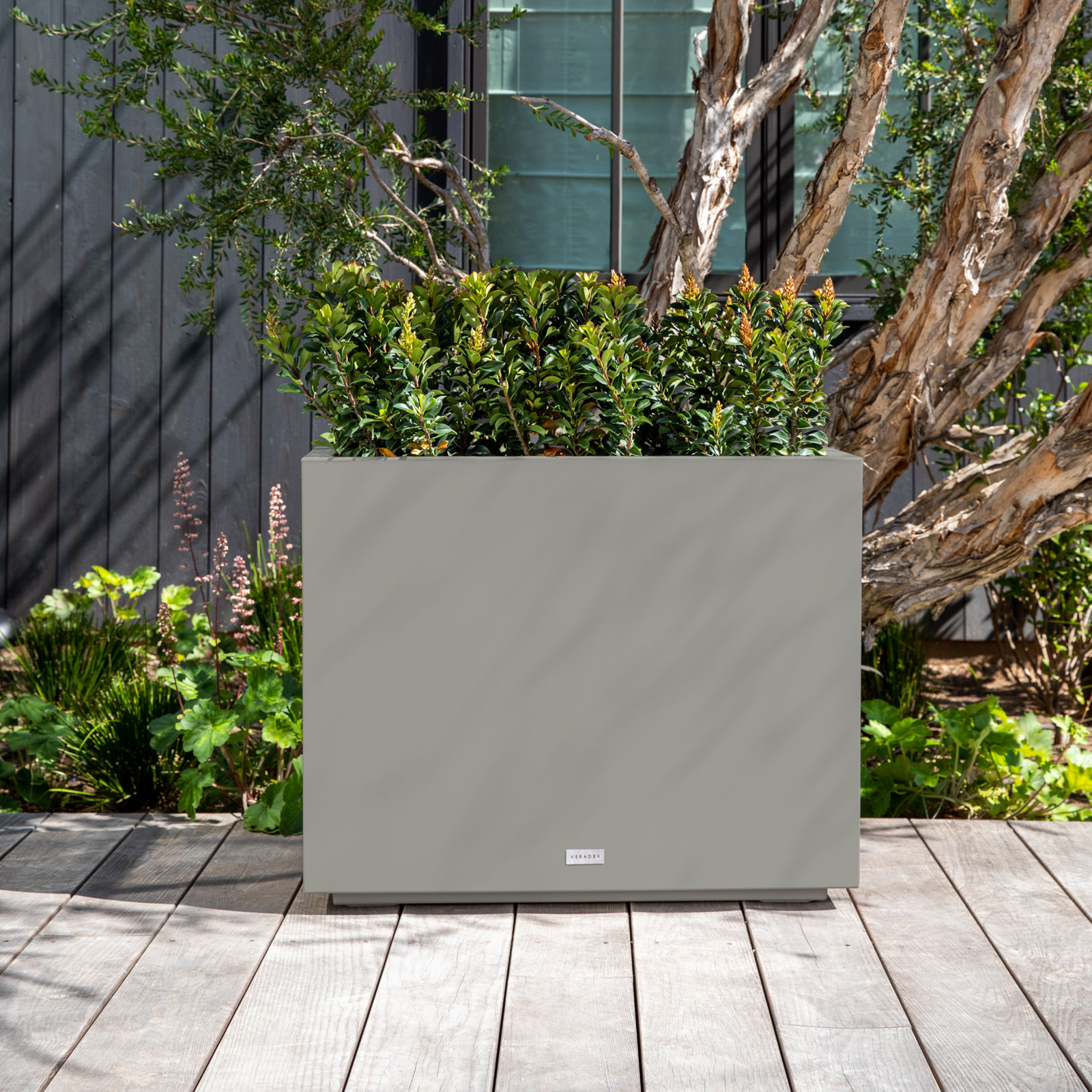 Block Series Planter Box, Gray, 24.25” H x 30” W x 12” D