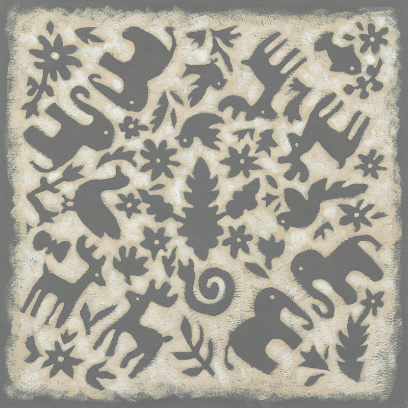 Folk Story In Grey by Chariklia Zarris - Wrapped Canvas Print, 76cm H x 76cm W x 3.8cm D