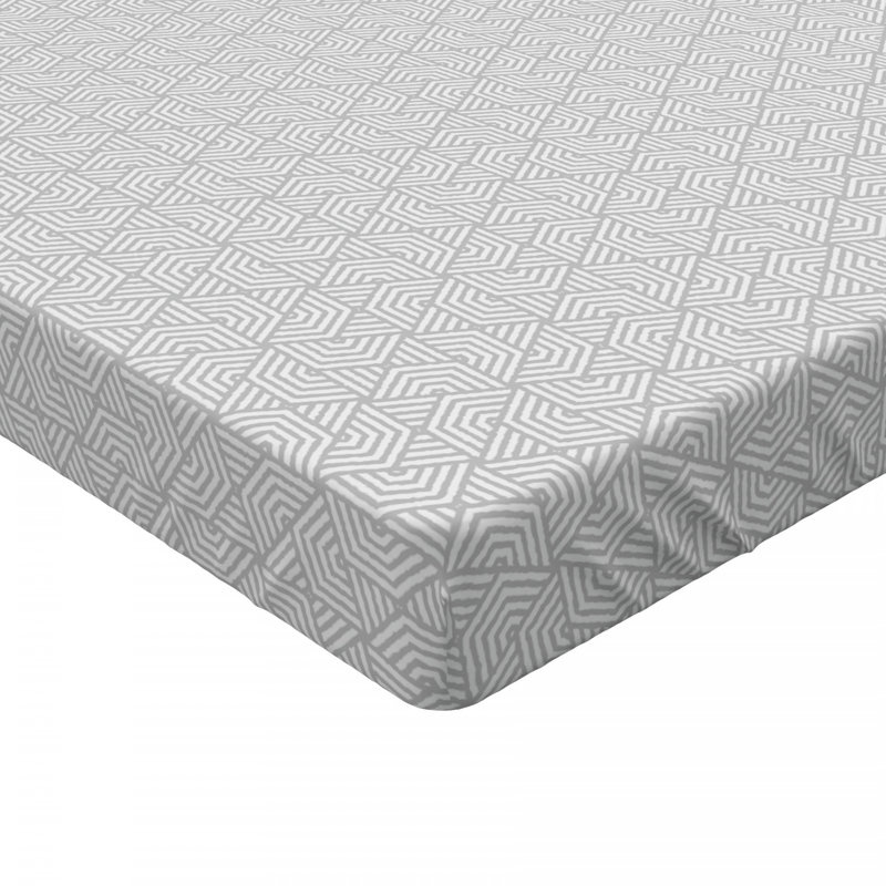Microfiber Geometric Fitted Sheet, Full Fitted Sheet, Gray Geometric