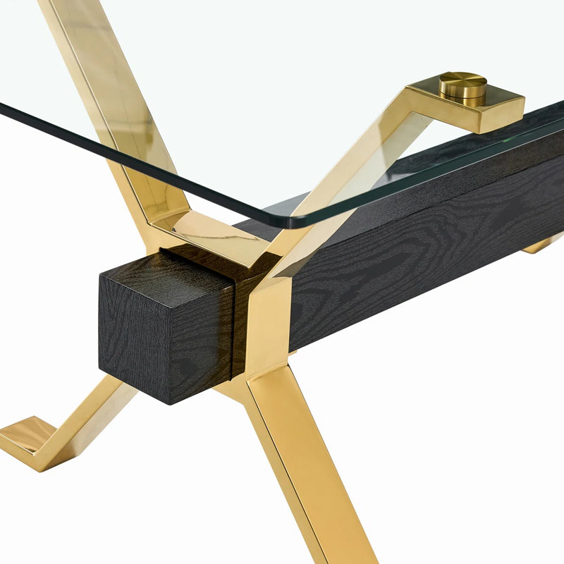 Ensemble de table de salle à manger Aurora Luxe 79 po en verre trempé avec chaises à dossier haut en simili cuir, Gris foncé