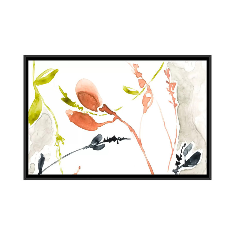 « corail et marine i », impression sur toile, H 18 po x l 26 po x P 1,5 po, Toile avec cadre noir, Pas de tapis
