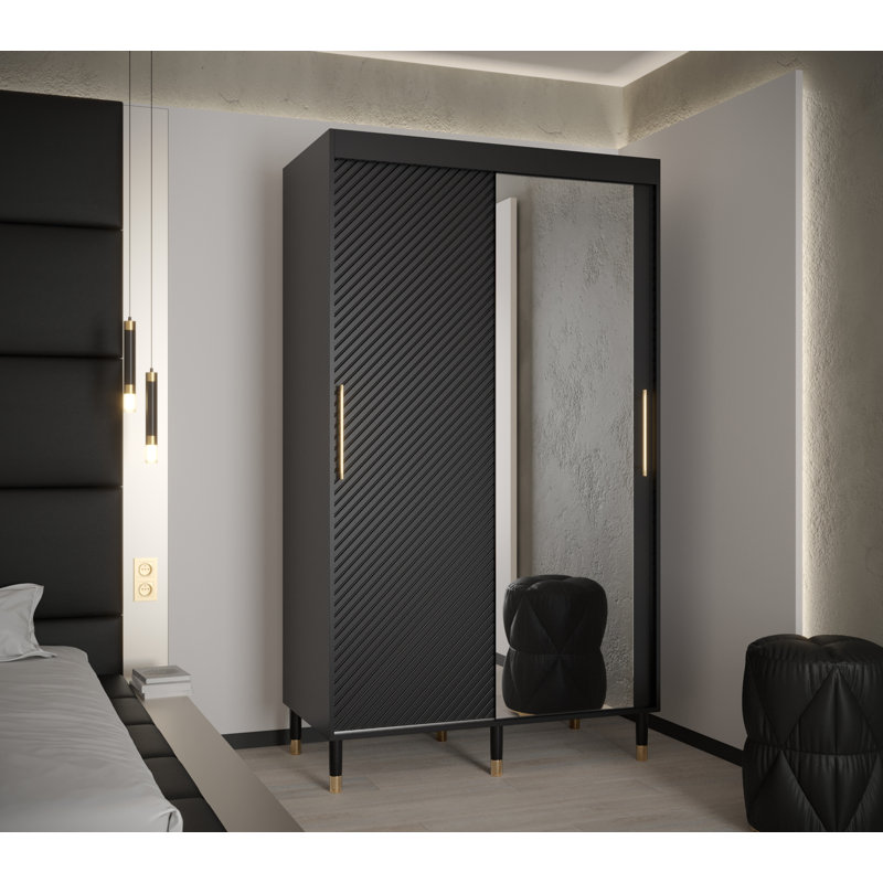 Acquanette 2 Door Manufactured Wood Wardrobe, Black, 208" H x 120" W x 62" D