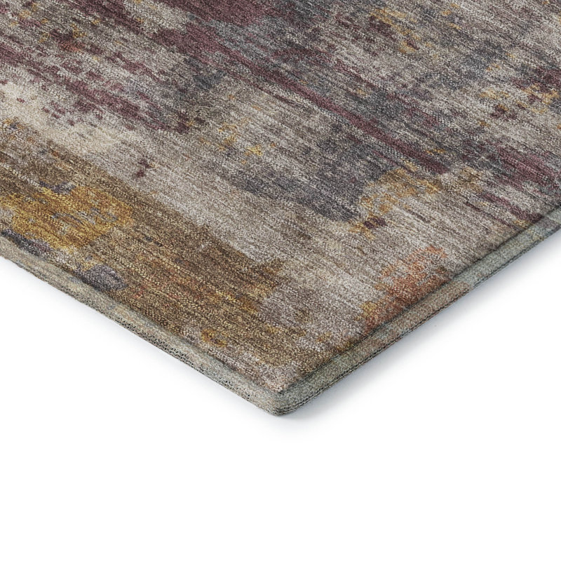 Premium Machine Washable Mayfield AMF2147 abstract Rug, Rust, Rectangle 1'8" x 2'6"