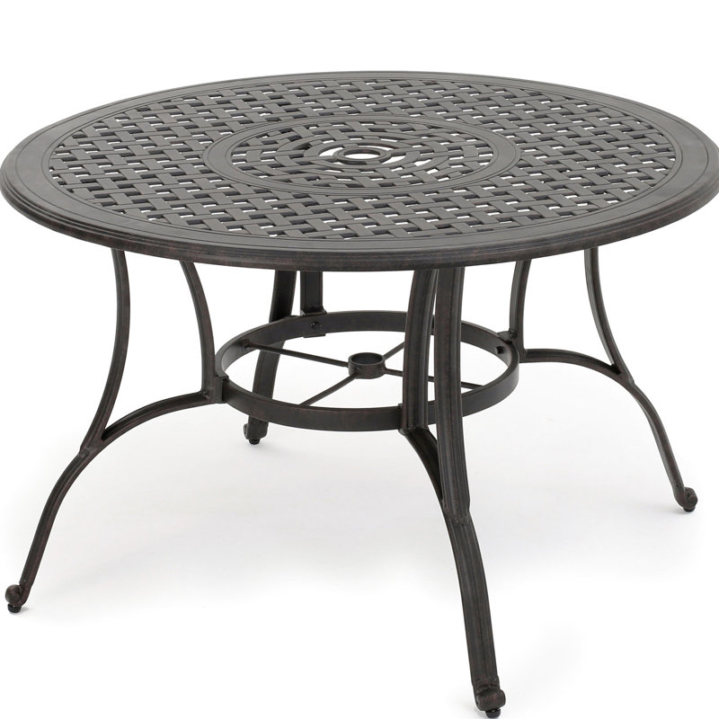 Table de salle à manger en fonte d'aluminium pour l'extérieur en bronze