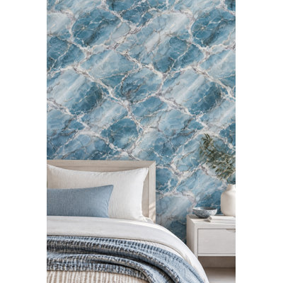 Blue Marble Wallpaper White Veining Cool Toned Stone Texture